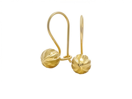 Złote kolczyki wisząca kuleczka
