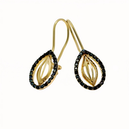 Złote kolczyki z czarnymi cyrkoniami