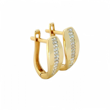 Złote kolczyki z podwójną linią cyrkonii