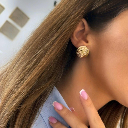 Kolczyki złote okrągłe diamentowane 