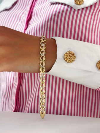 Złota bransoletka dwukolorowa ażurowa