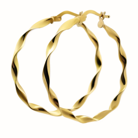 Złote kolczyki koła plecione