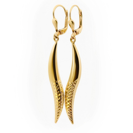 Złote wiszące kolczyki łezki diamentowane