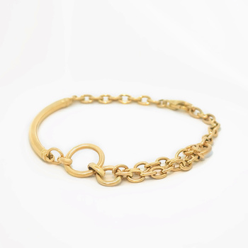 Złota bransoletka z ogniwkami i kółeczkiem