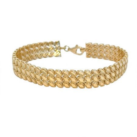 Złota masywna bransoletka z motywem listków 