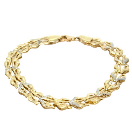 Złota bransoletka dwukolorowa ażurowa