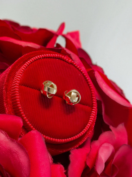 Złote kolczyki Supełki geometryczne