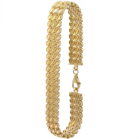 Złota masywna bransoletka z motywem listków 