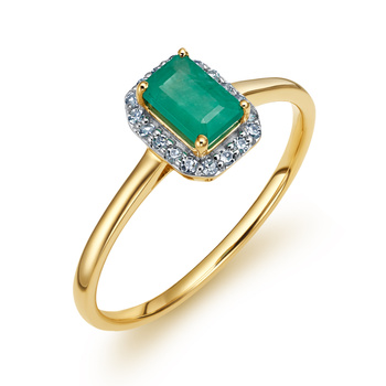 Pierścionek z zielonym szmaragdem i diamentami