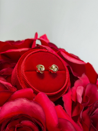 Złote kolczyki Supełki geometryczne