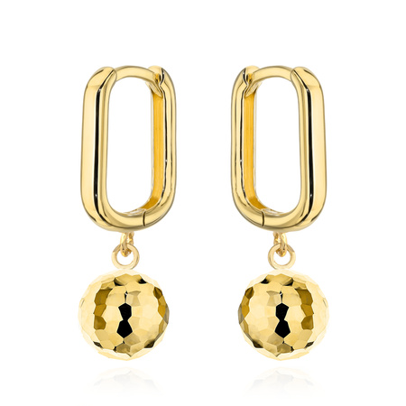 Złote kolczyki z diamentowaną kulą 