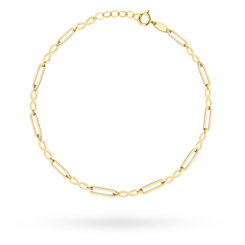 Złota bransoletka z ogniwami i znakiem nieskończoności