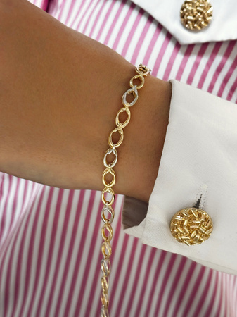 Bransoletka dwukolorowa z owalnymi ogniwami