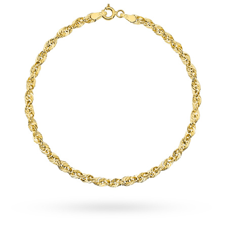 Złota bransoletka o splocie korda diamentowana