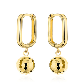 Złote kolczyki z diamentowaną kulą