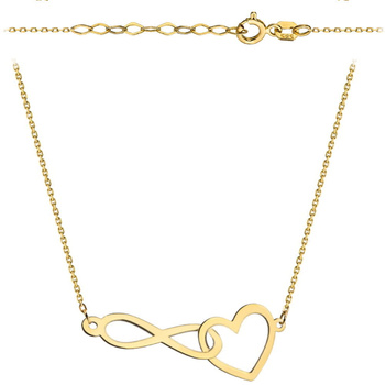 Złota celebrytka 585 z nieskończonością i serduszkiem