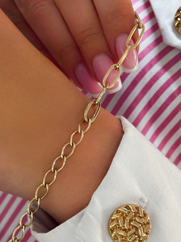 Złota bransoletka z przeplatanymi ogniwami