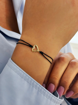 Bransoletka na sznurku z sercem i symbolem nieskończoności