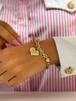 Masywna Bransoletka z Serduszkiem i kulkami