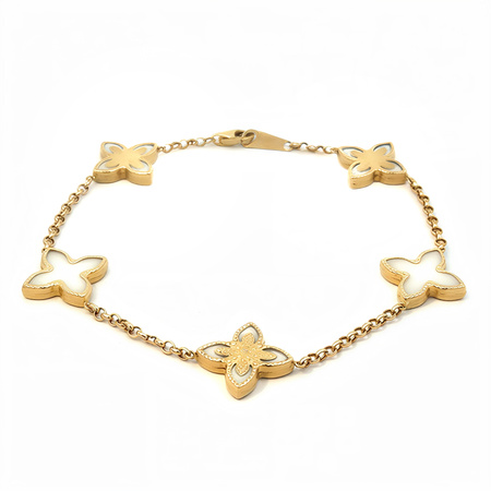 Złota bransoletka biała lilia