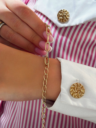 Złota bransoletka z przeplatanymi ogniwami