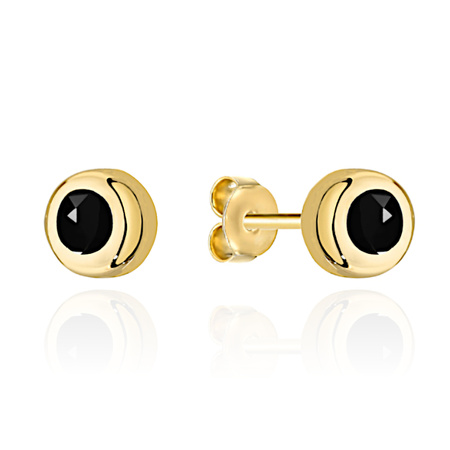 Złote kolczyki z czarną cyrkonią