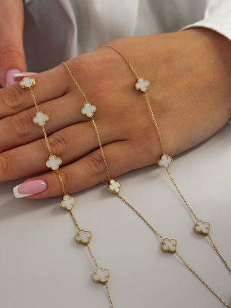 Złoty łańcuszek Białe Koniczynki