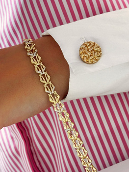 Złota bransoletka dwukolorowa ażurowa