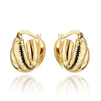 Złote kolczyki owalne z dekoracyjną fakturą