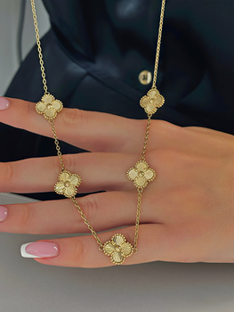 Złoty łańcuszek z koniczynkami