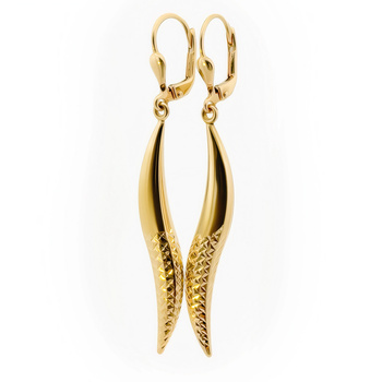 Złote wiszące kolczyki łezki diamentowane