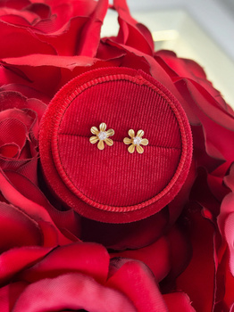 Złote kolczyki kwiatuszki z cyrkonią