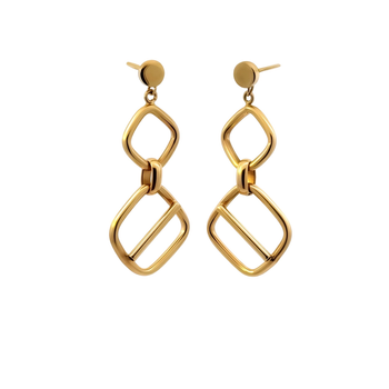 Złote wiszące kolczyki geometryczne