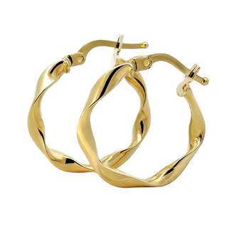 Złote kolczyki koła o skręcanym kształcie