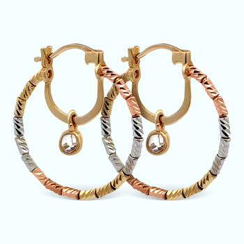 Złote kolczyki koła z zawieszką