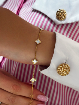 Złota bransoletka Perłowe Koniczynki