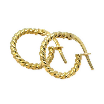 Złote kolczyki koła z diamentowanym wykończeniem